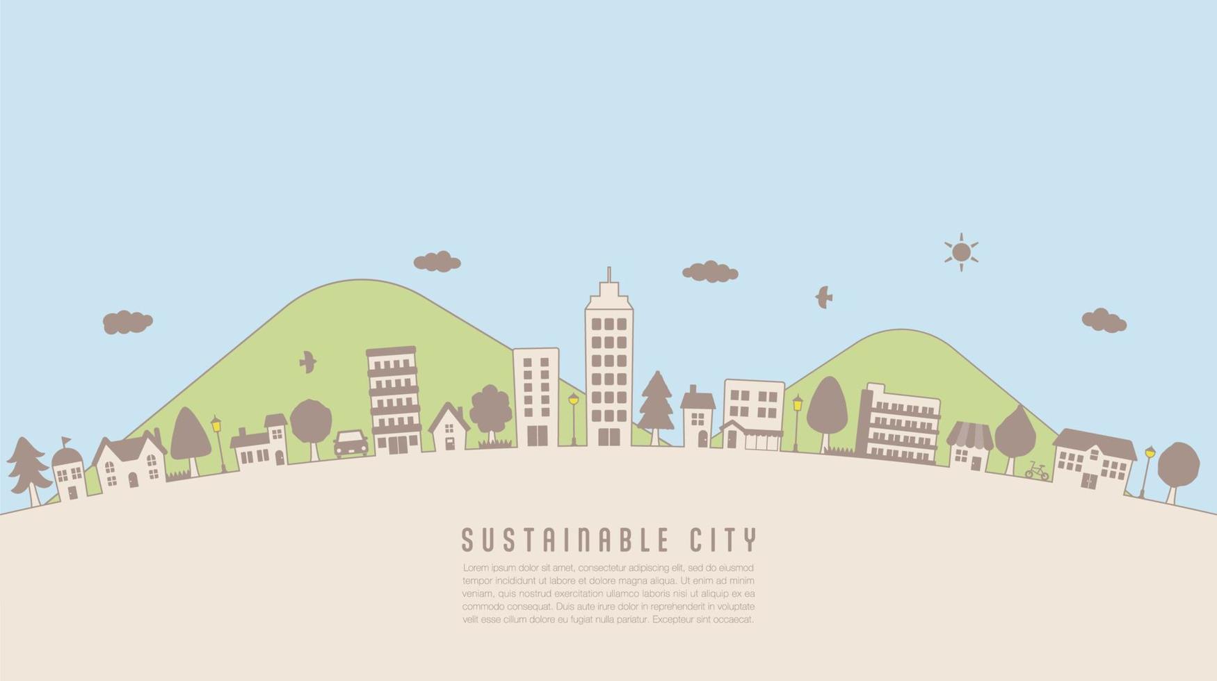 simple paisaje urbano e imagen de la naturaleza. ilustración vectorial vector