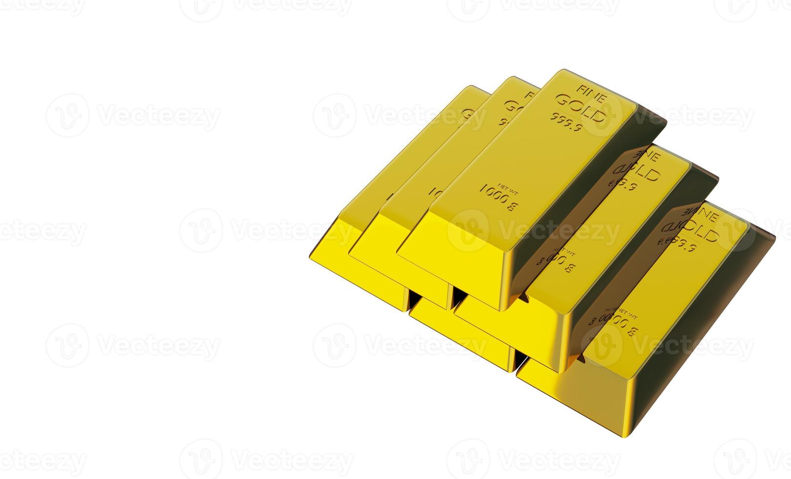 3d render gold bars stack, isolated with white background copy space   white background photo