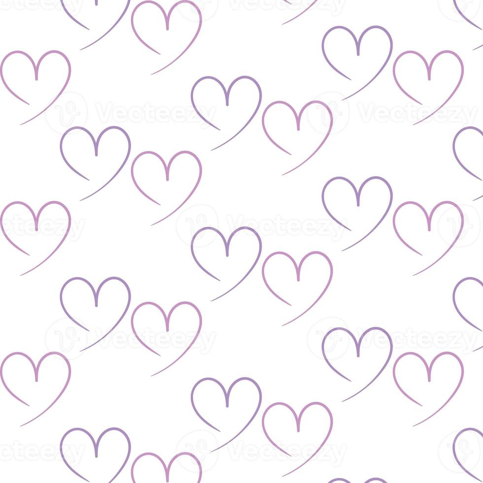 Repeating pattern of purple hearts on a white background photo
