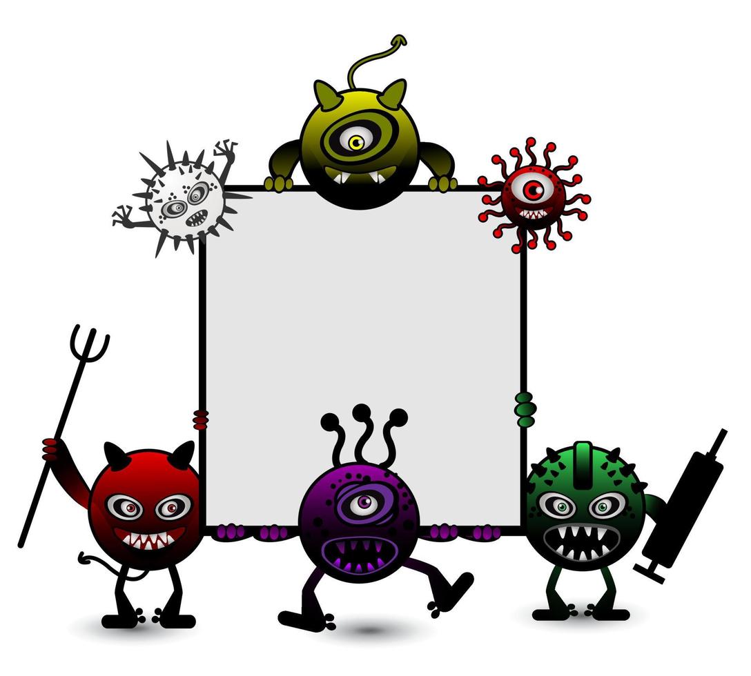 banner de grupo de ilustración de monstruo vector