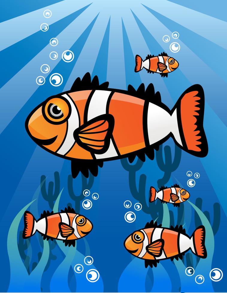 ilustración de grupo de peces vector