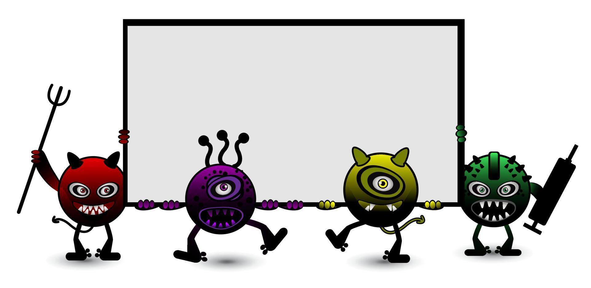 monster illustration Group banner vector