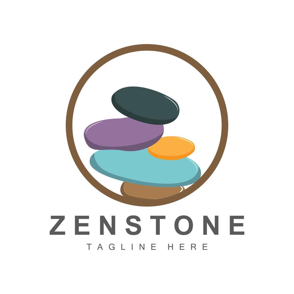 diseño de logotipo de piedra de equilibrio, piedra de terapia vectorial, piedra de masaje, piedra caliente y zenstone, ilustración de marca de producto vector