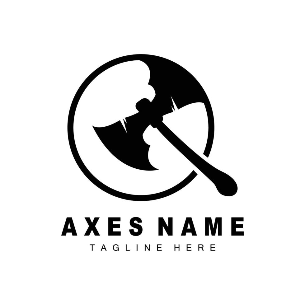 Ax Logo Design, War Tool Illustration and Woodcutter Vector