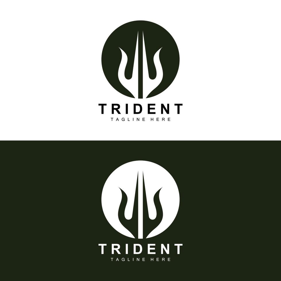 Trident Logo Template Vector Icon Design, god war weapon, spear power of the ocean