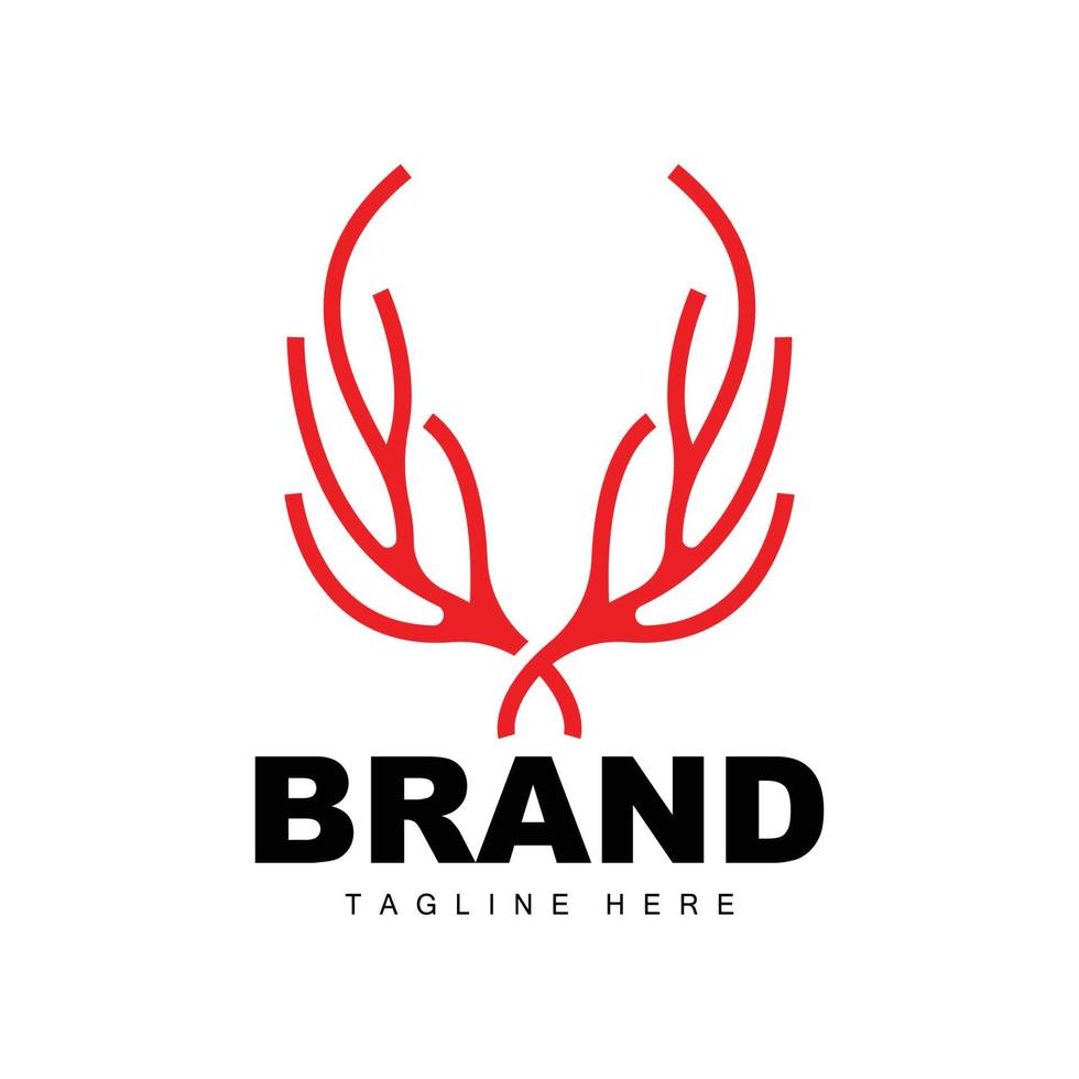 logotipo de asta de ciervo, ilustración de icono de asta, vector animal de santa de navidad, diseño de marca