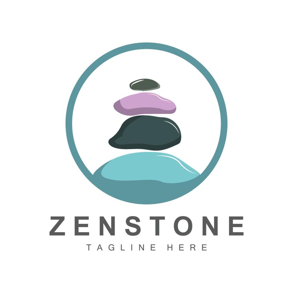 diseño de logotipo de piedra de equilibrio, piedra de terapia vectorial, piedra de masaje, piedra caliente y zenstone, ilustración de marca de producto vector