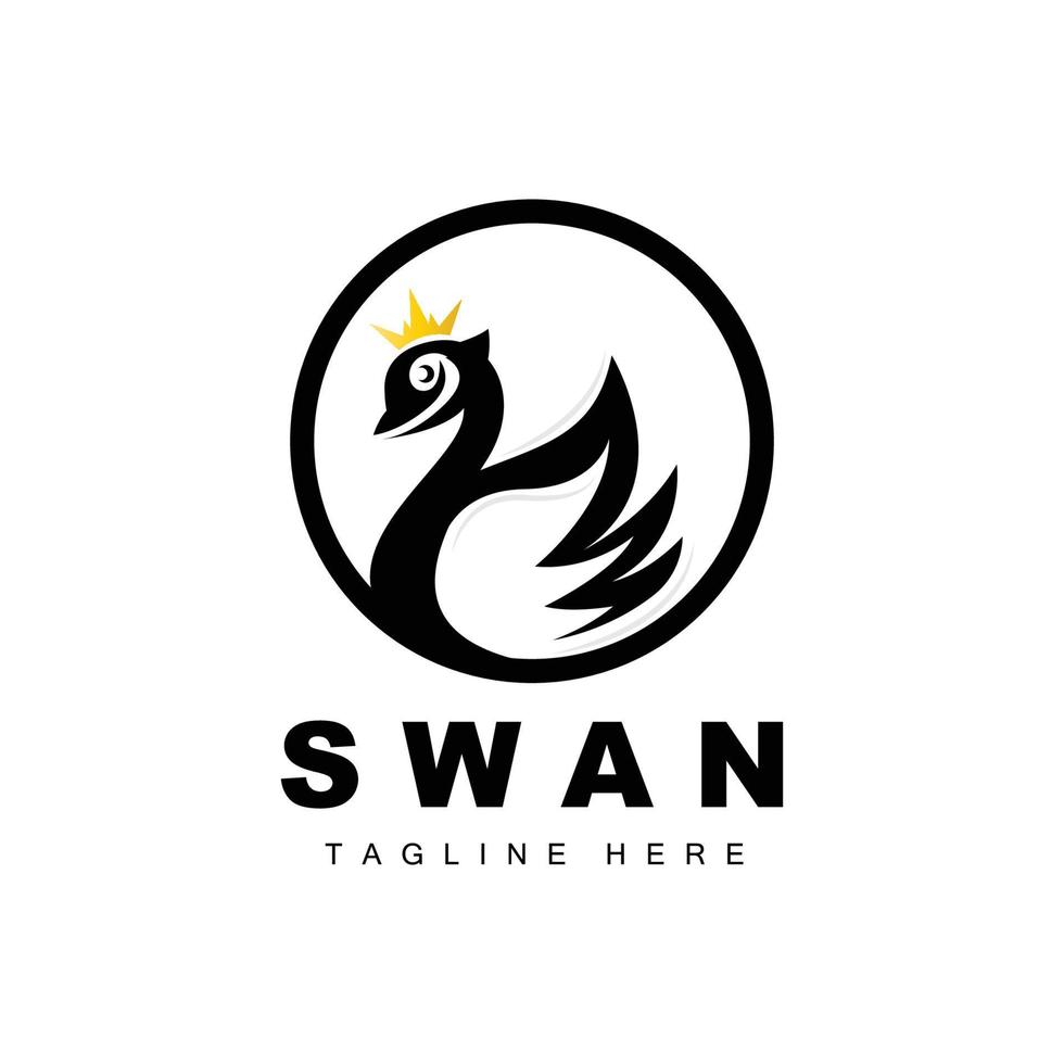 Swan Logo Design, Duck Animal Illustration, Company Brand Template Vector