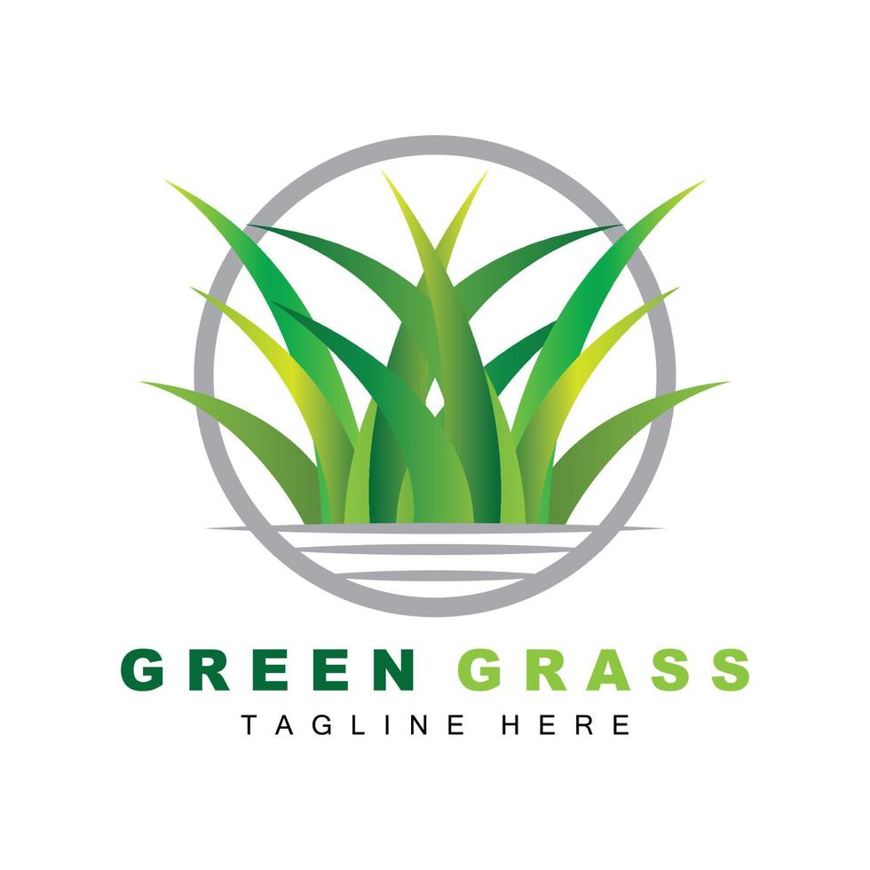 Green Grass Logo Design, Farm Landscape Illustration, Natural Scenery Vector