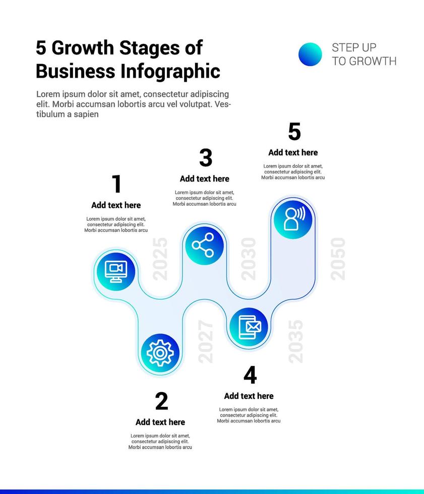 5 Growth Stages of Business Infographic vector