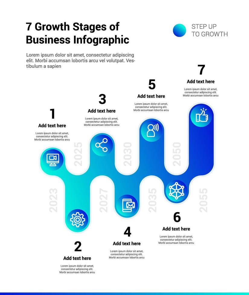 7 Growth Stages of Business Infographic vector