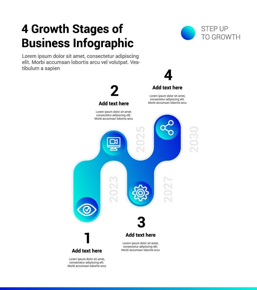 4 etapas de crecimiento de la infografía empresarial. vector