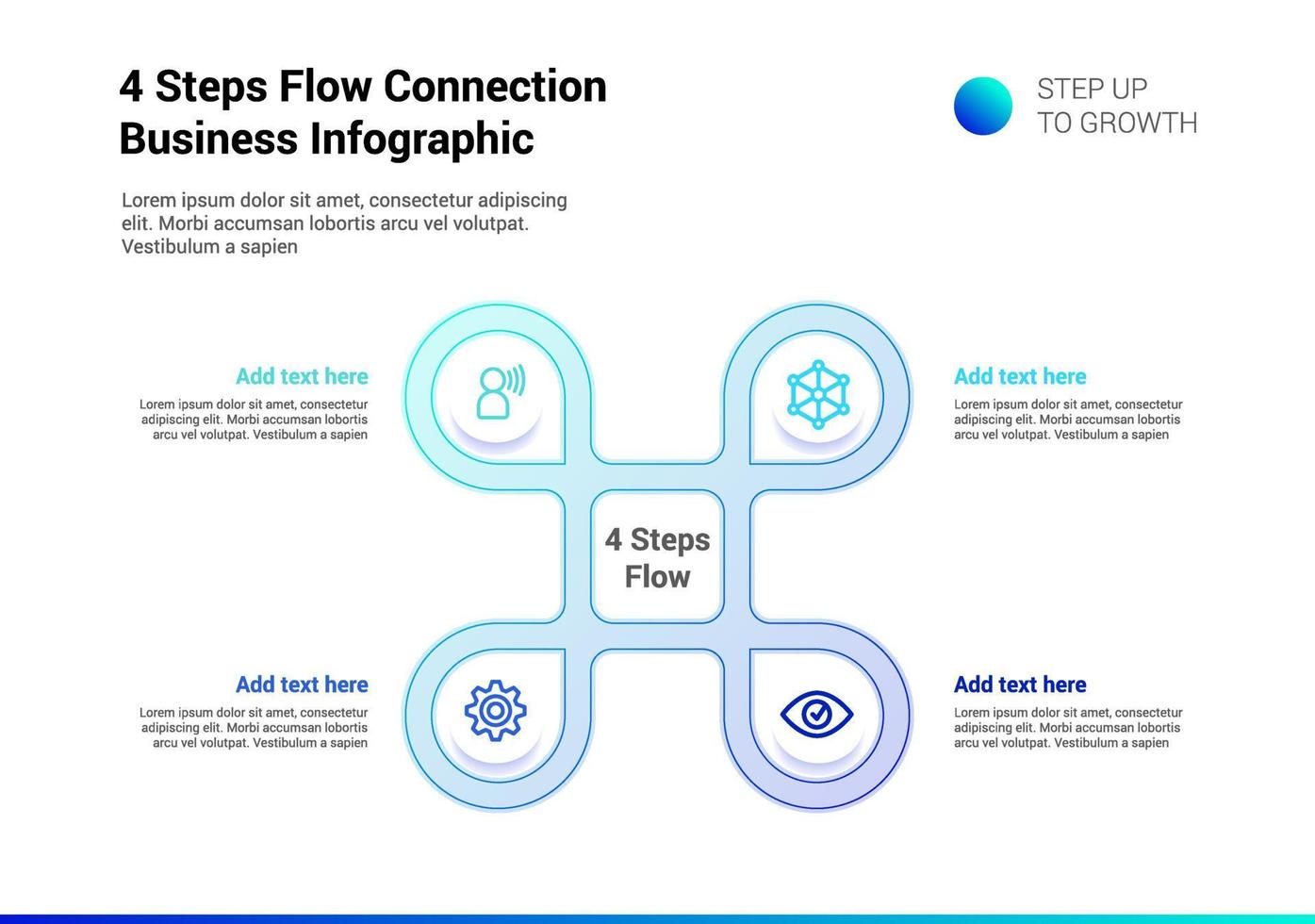 4 Steps Flow Connection Infographic Light version vector