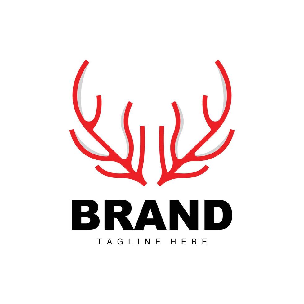 logotipo de asta de ciervo, ilustración de icono de asta, vector animal de santa de navidad, diseño de marca