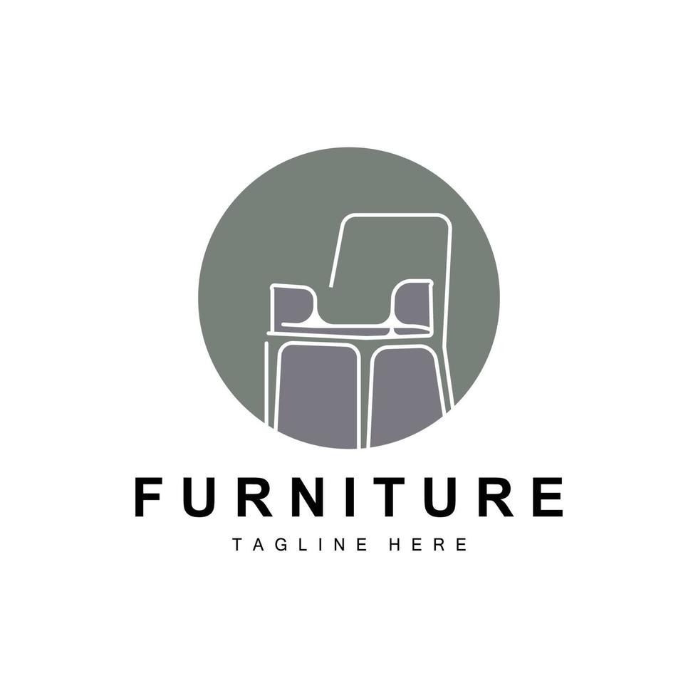 furniture logo, home furnishing design, room icon illustration, table, chair, lamp, frame, clock, flower pot vector