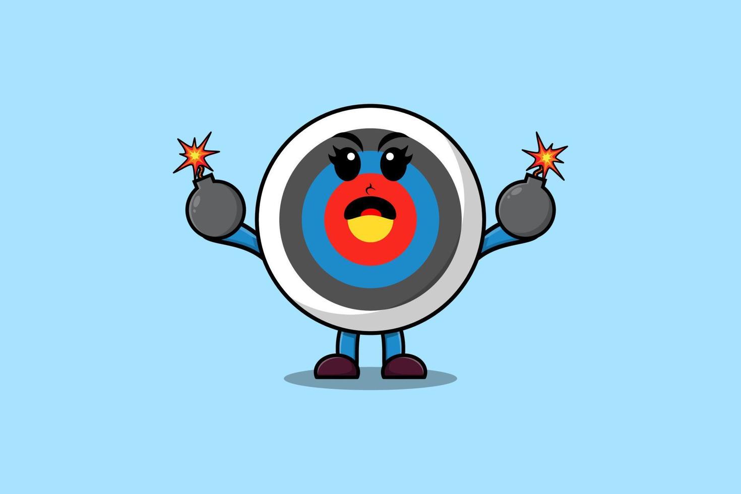 Cute cartoon Archery target holding bomb vector