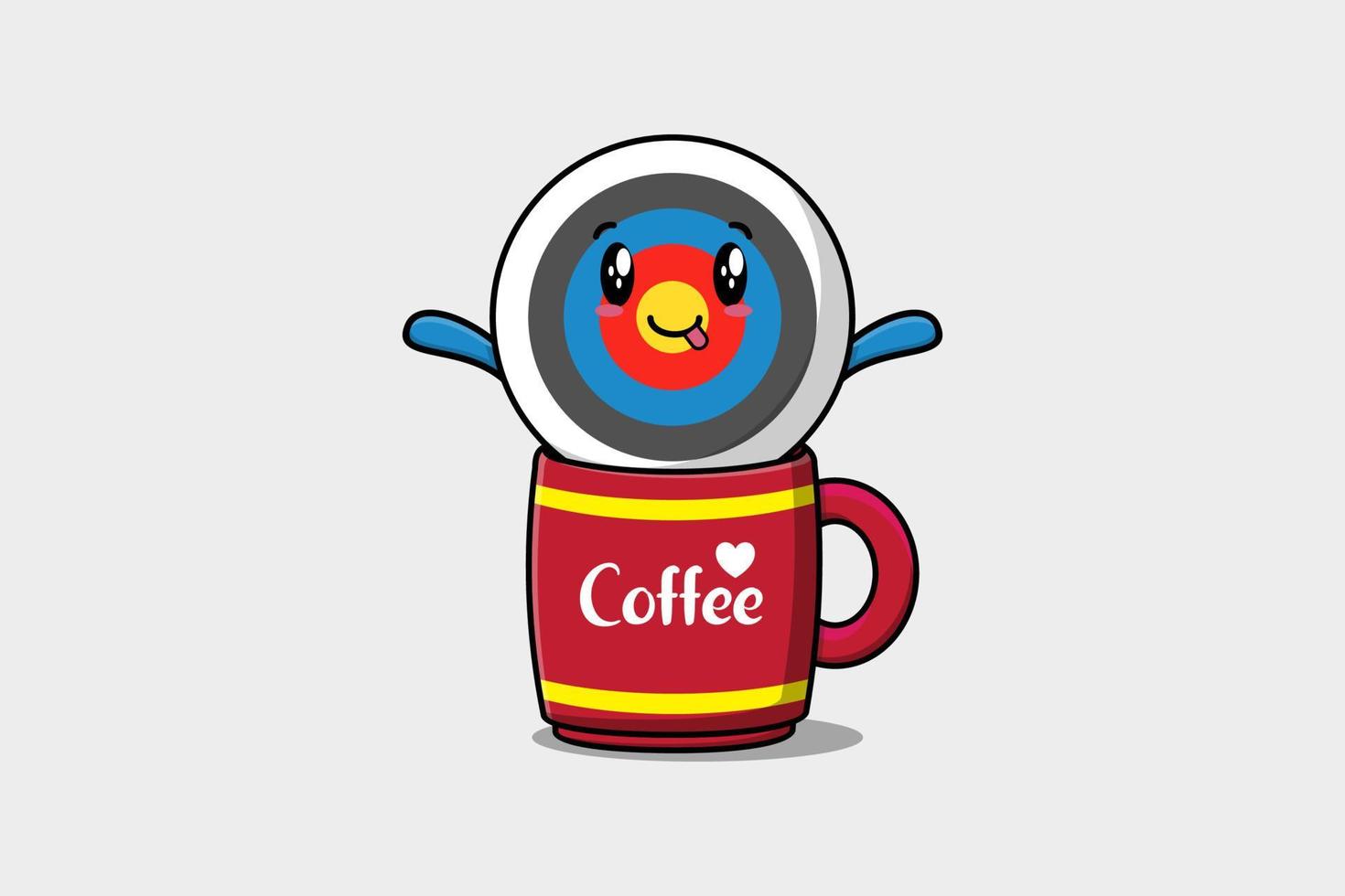 Archery target cute illustration in a coffee cup vector