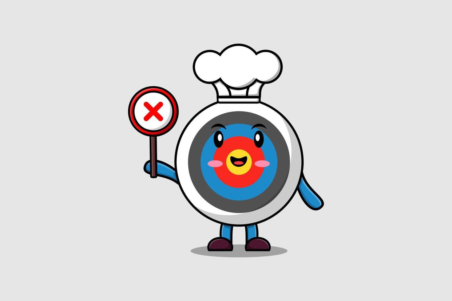 cartoon Archery target chef hold wrong sign board vector