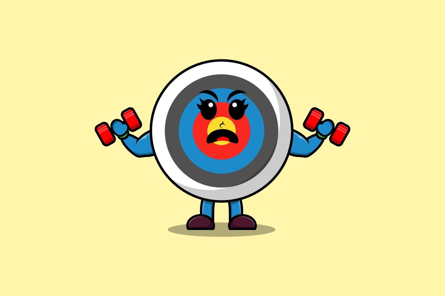 Cute cartoon Archery target character is fitness vector