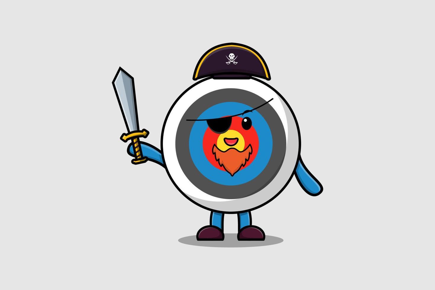 personaje de mascota de dibujos animados tiro con arco objetivo pirata vector