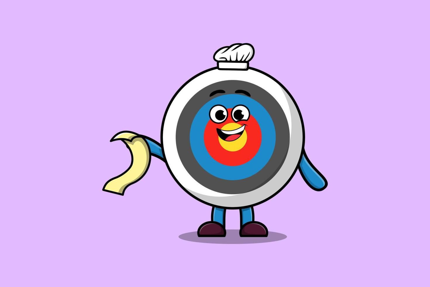 Cute cartoon Archery target chef with menu in hand vector