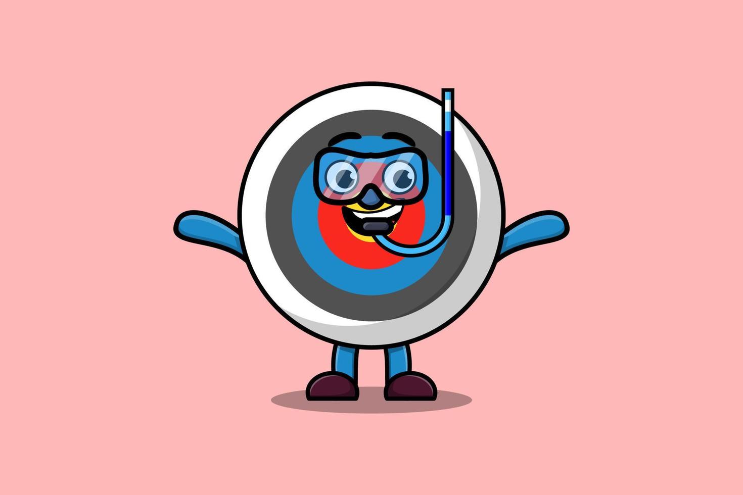cartoon Archery target diver with swimming glass vector