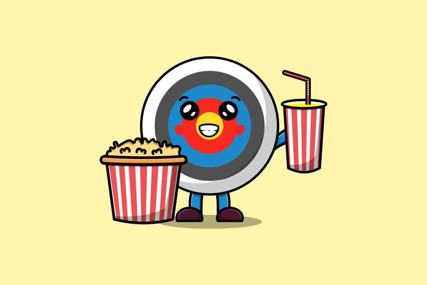 Cute cartoon Archery target with popcorn and drink vector