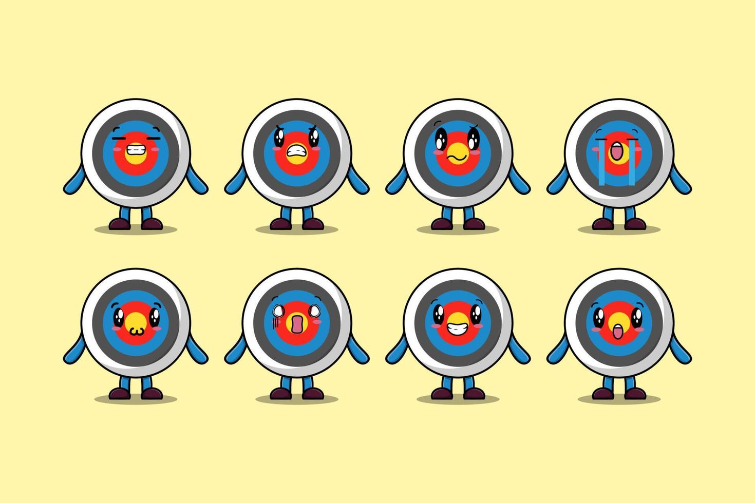 Set kawaii Archery target cartoon expressions vector