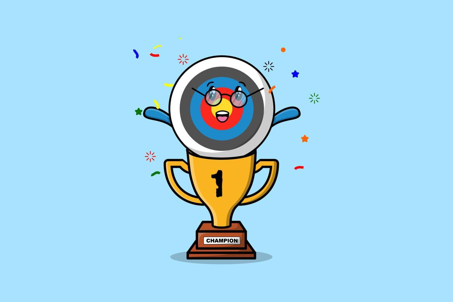 Cute cartoon Archery target character in trophy vector