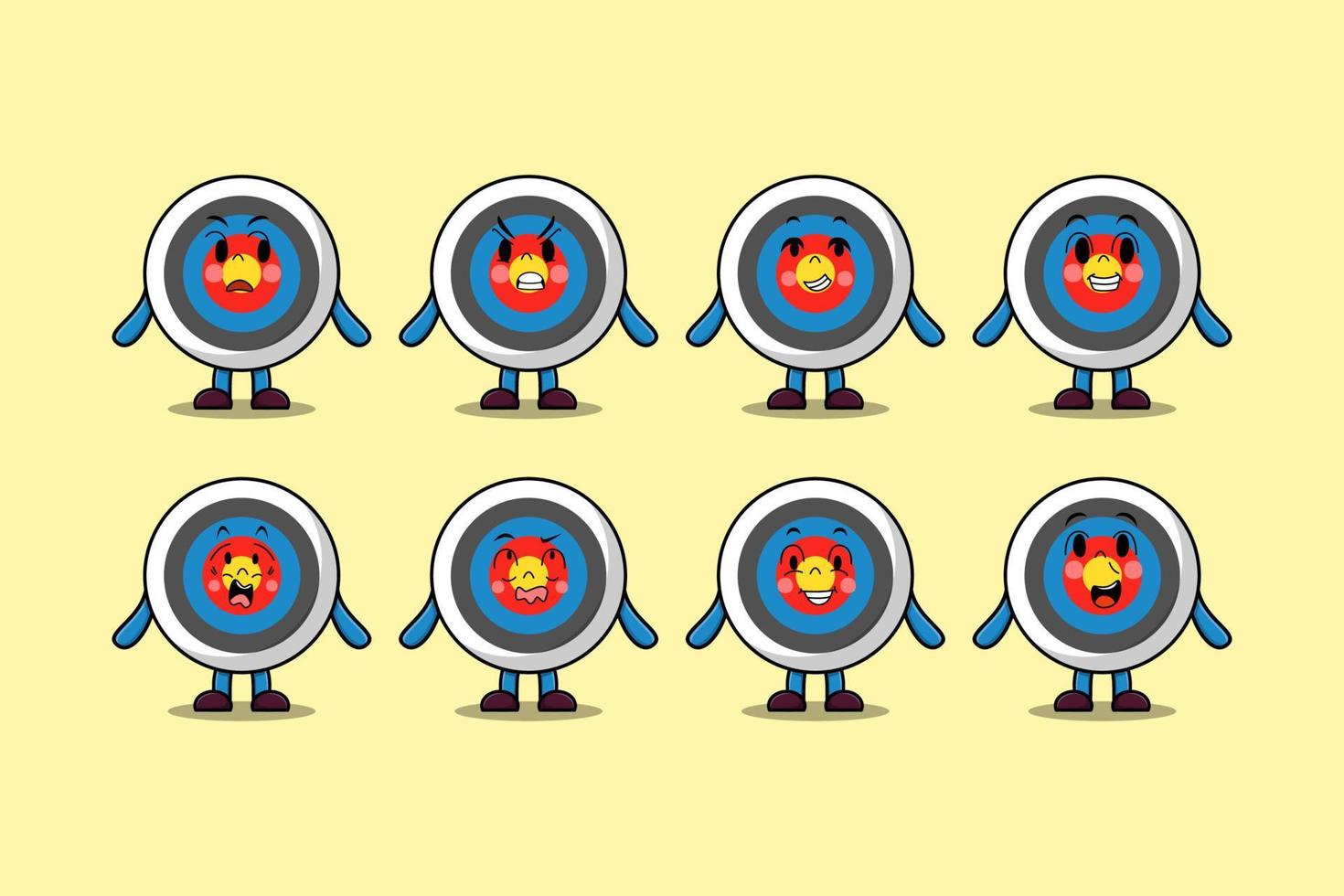 Set kawaii Archery target cartoon expressions vector