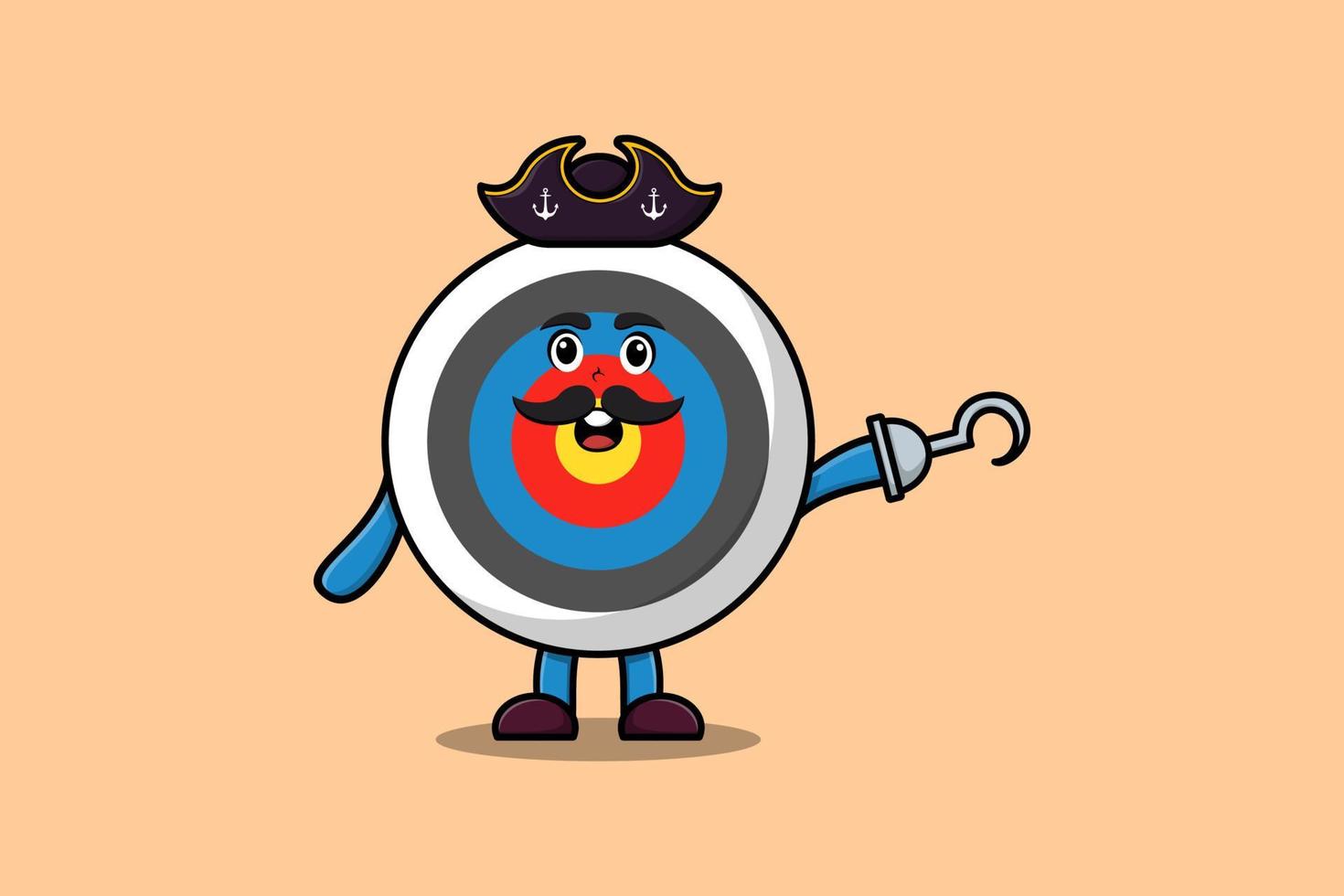 Cute cartoon pirate Archery target with hook hand vector