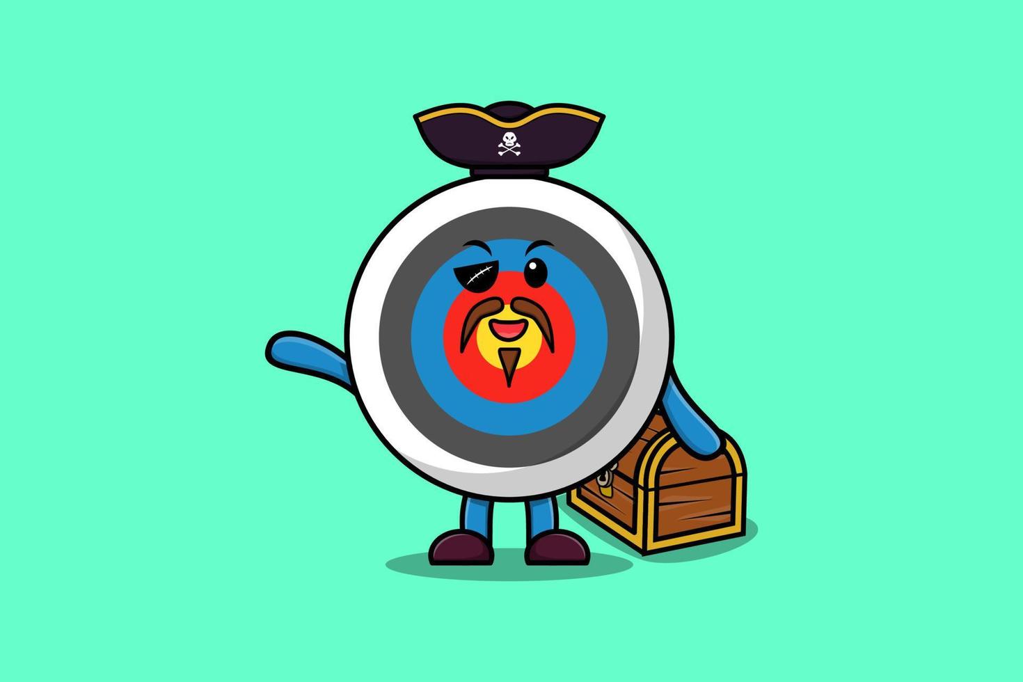 cartoon Archery target pirate with treasure box vector