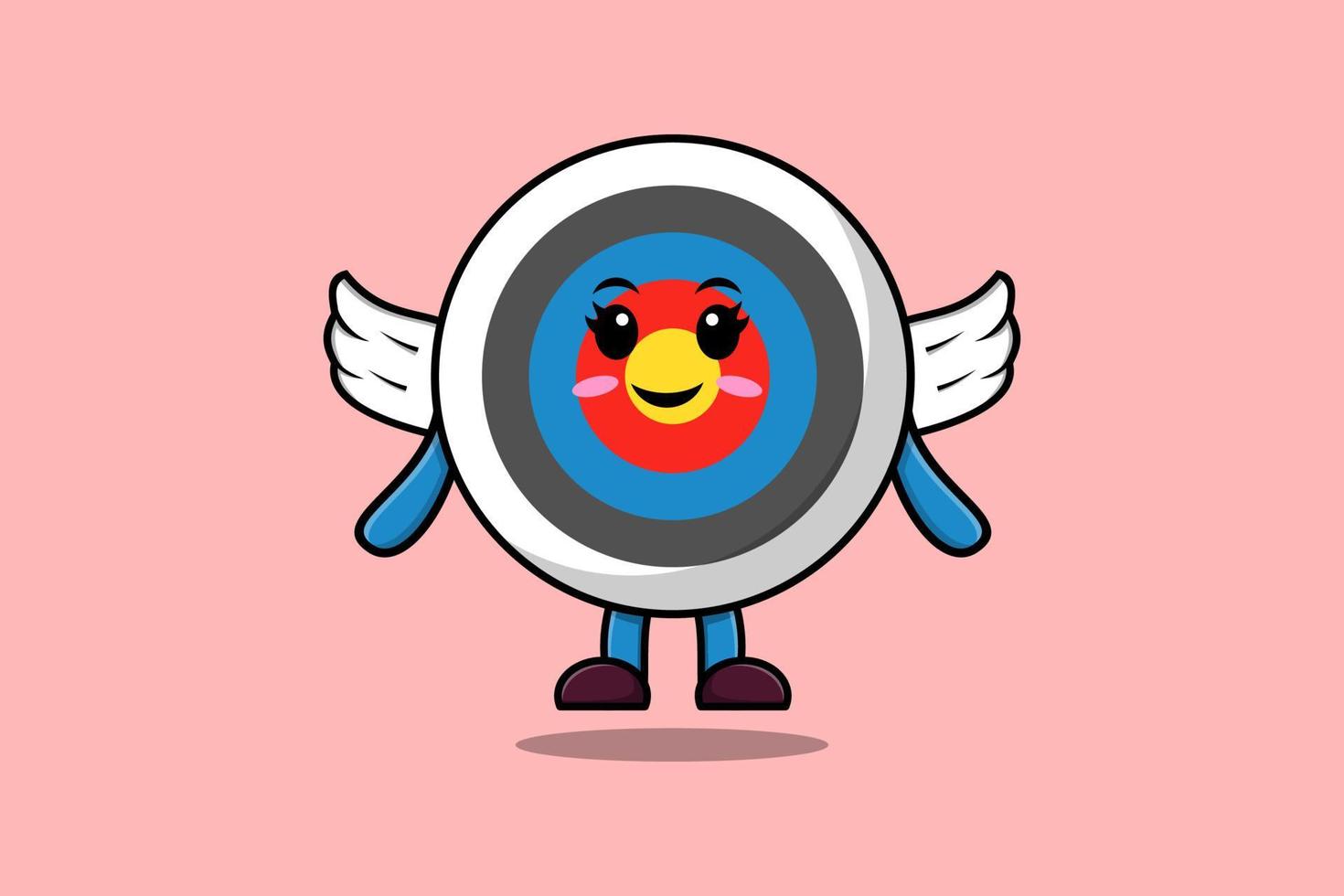 Cute cartoon Archery target character wearing wing vector