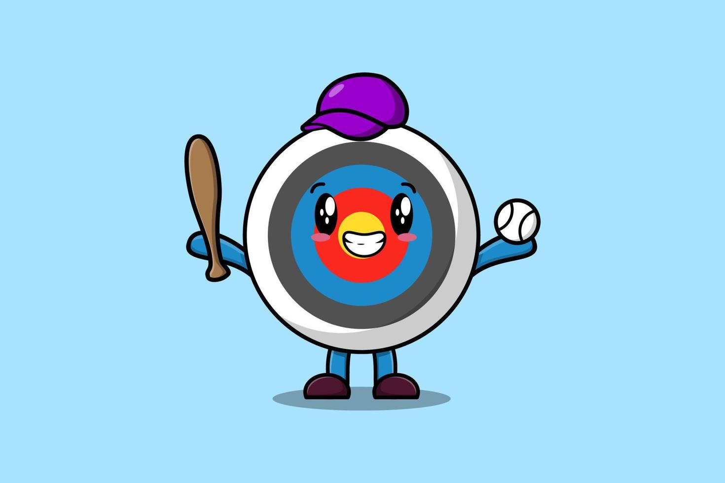 Cute cartoon Archery target playing baseball vector