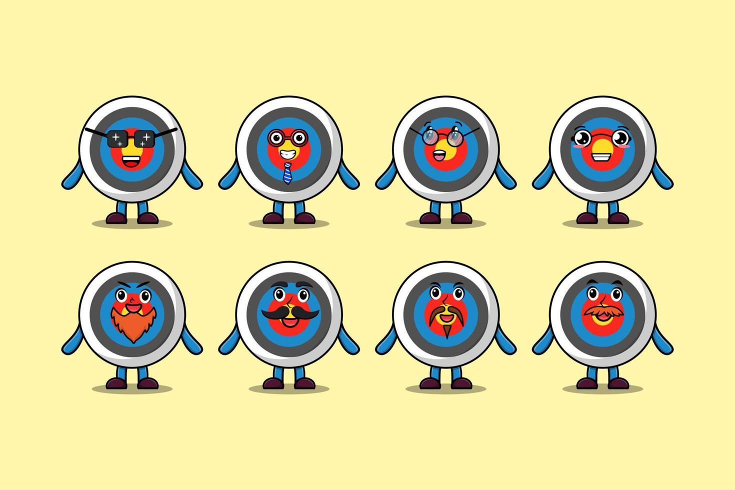 Set kawaii Archery target cartoon expressions vector