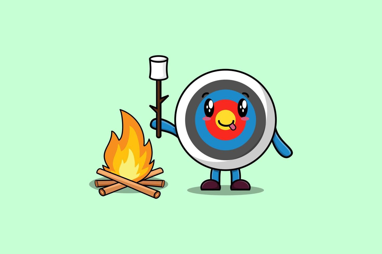 Cute cartoon Archery target is burning marshmallow vector