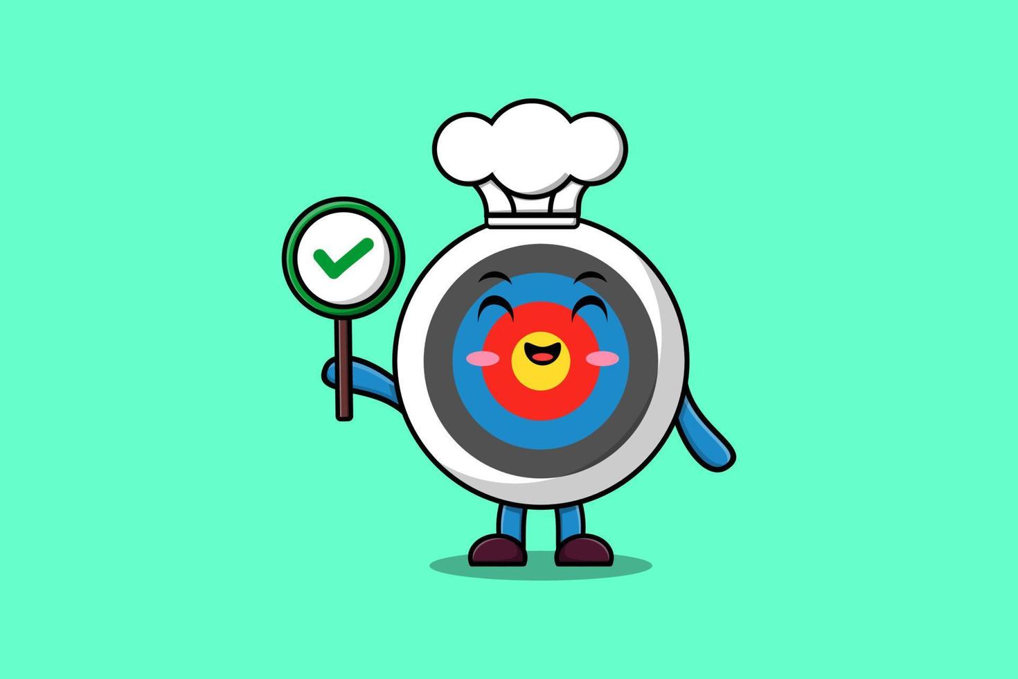 Archery target chef holding correct sign board vector