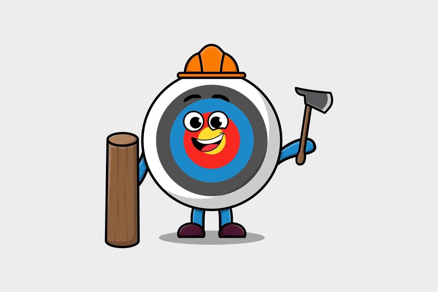 Cute cartoon Archery target as carpenter with ax vector