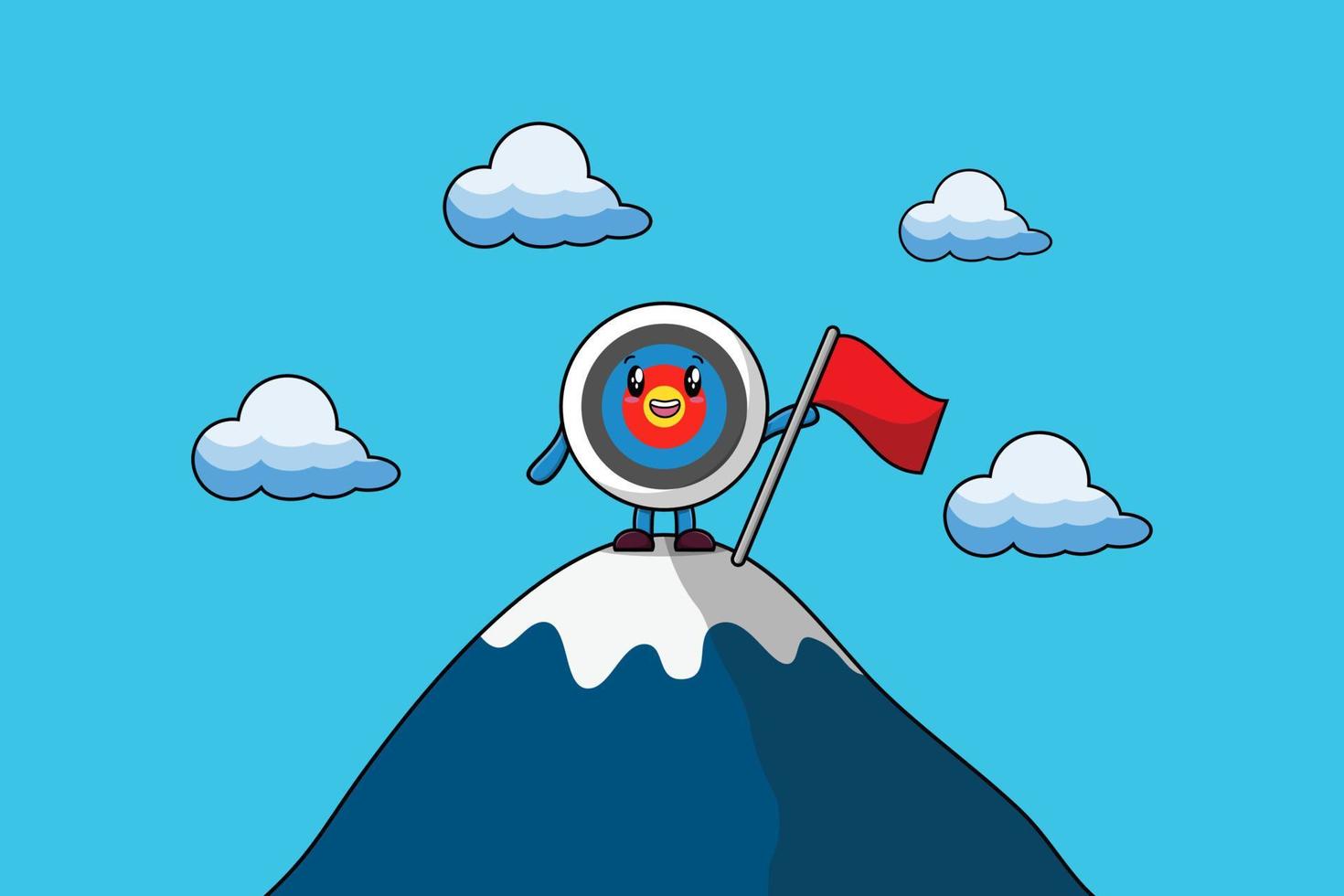 cute character Archery target climbs top mountain vector
