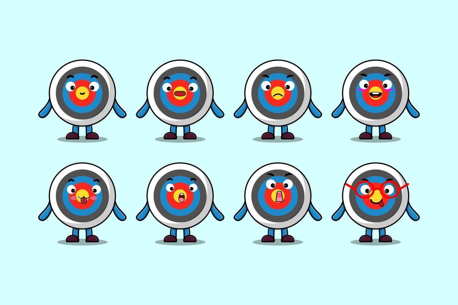 Set kawaii Archery target cartoon expressions vector