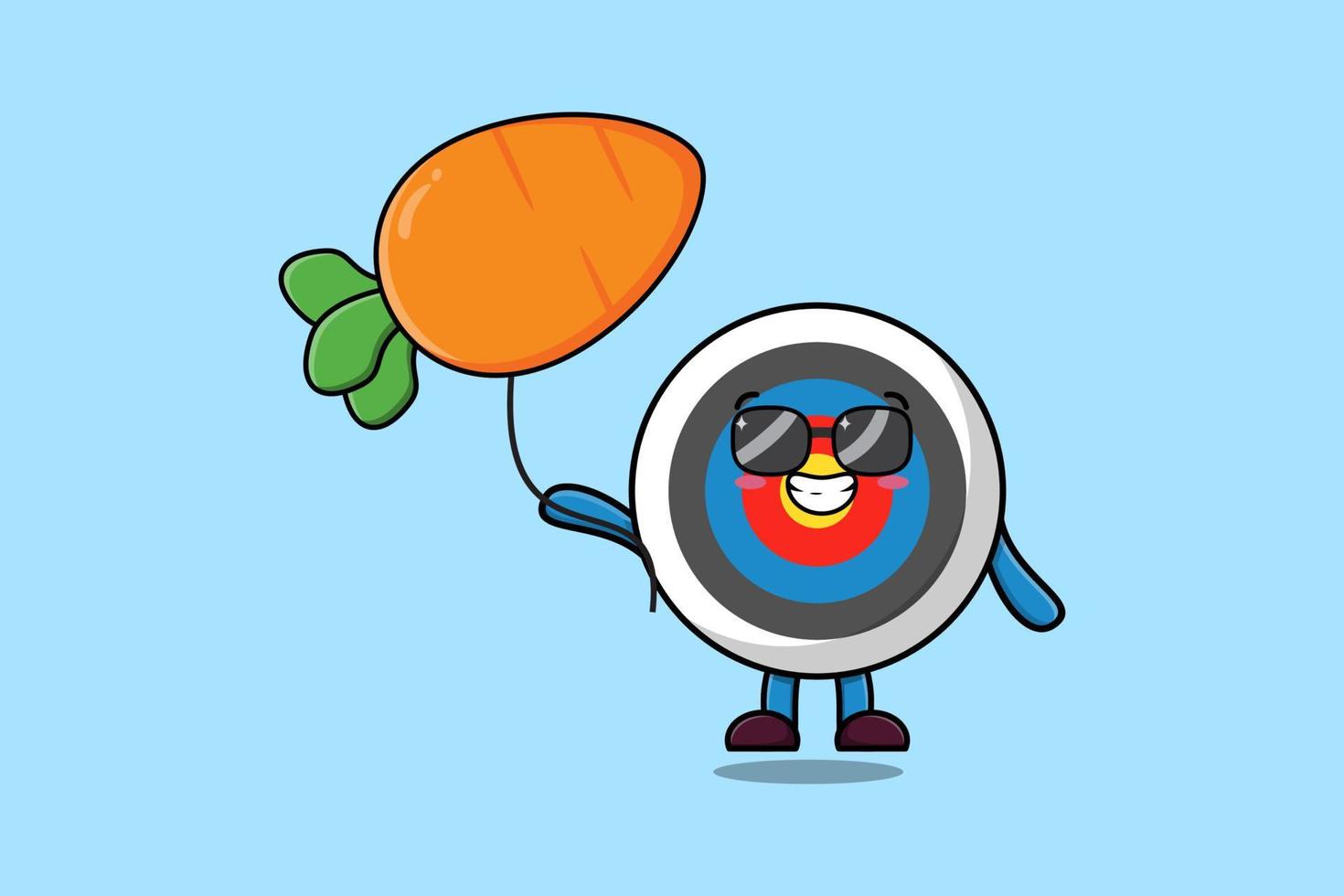 Cute cartoon Archery target floating with carrot vector