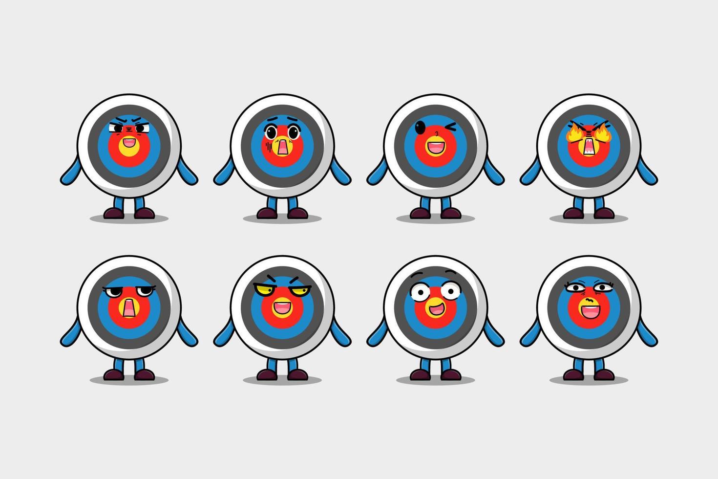 Set kawaii Archery target cartoon expressions vector