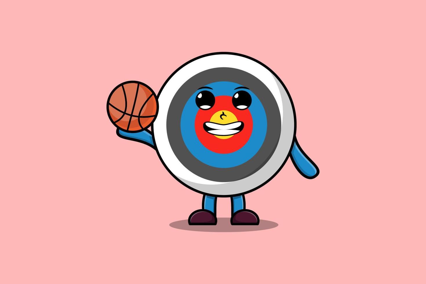 objetivo de tiro con arco de dibujos animados lindo jugando baloncesto vector