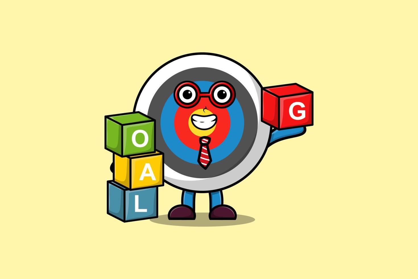 cartoon Archery target businessman stack goal box vector