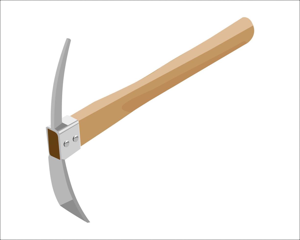ilustración vectorial pico aislado sobre fondo blanco. herramientas manuales de carpintería con mango de madera. vector