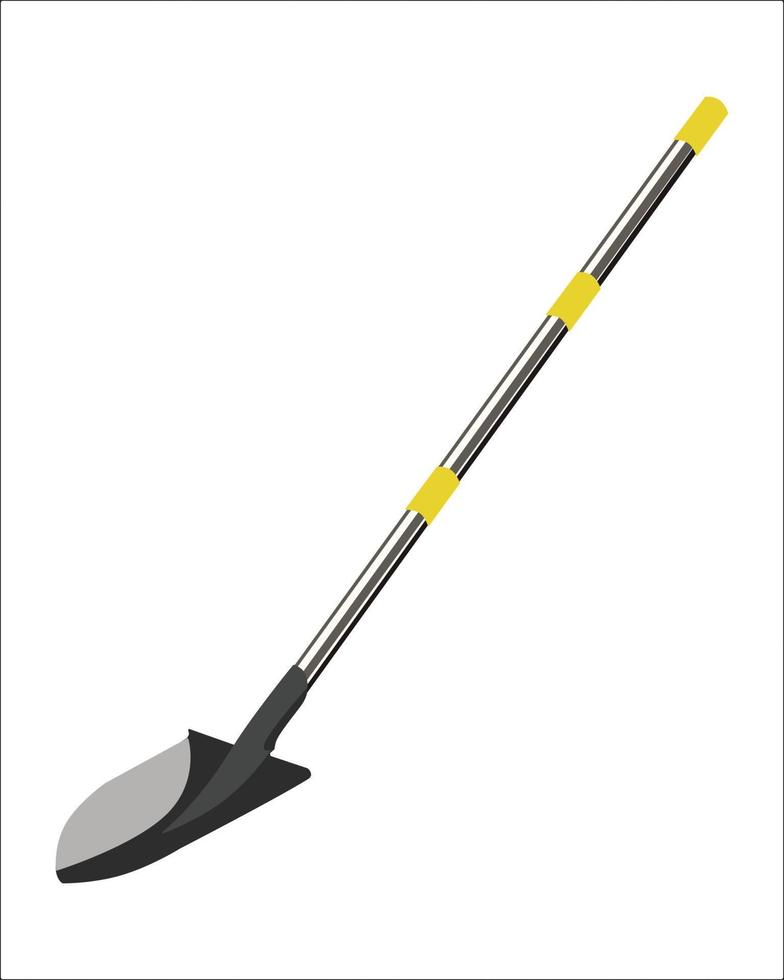 Vector Illustration shovel isolated on white background. Carpentry hand tools with wooden handle.