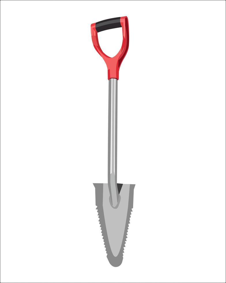 Vector Illustration shovel isolated on white background. Carpentry hand tools with wooden handle.