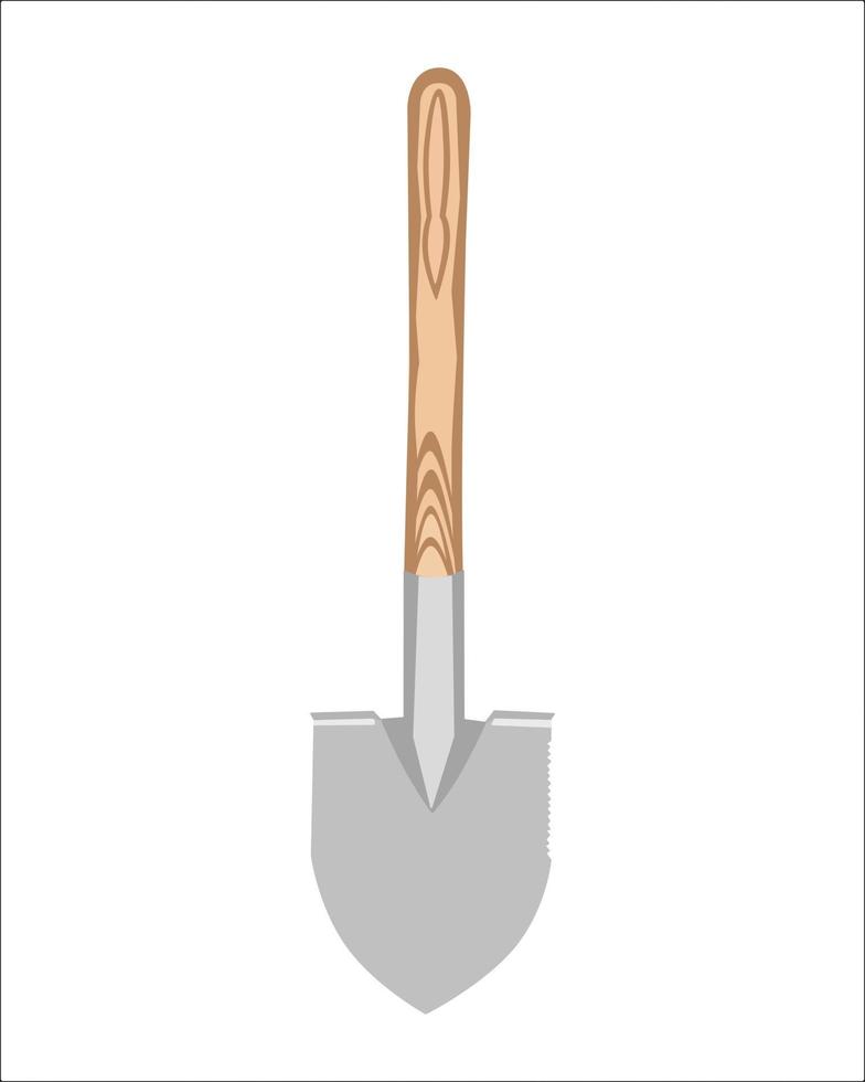 Vector Illustration shovel isolated on white background. Carpentry hand tools with wooden handle.