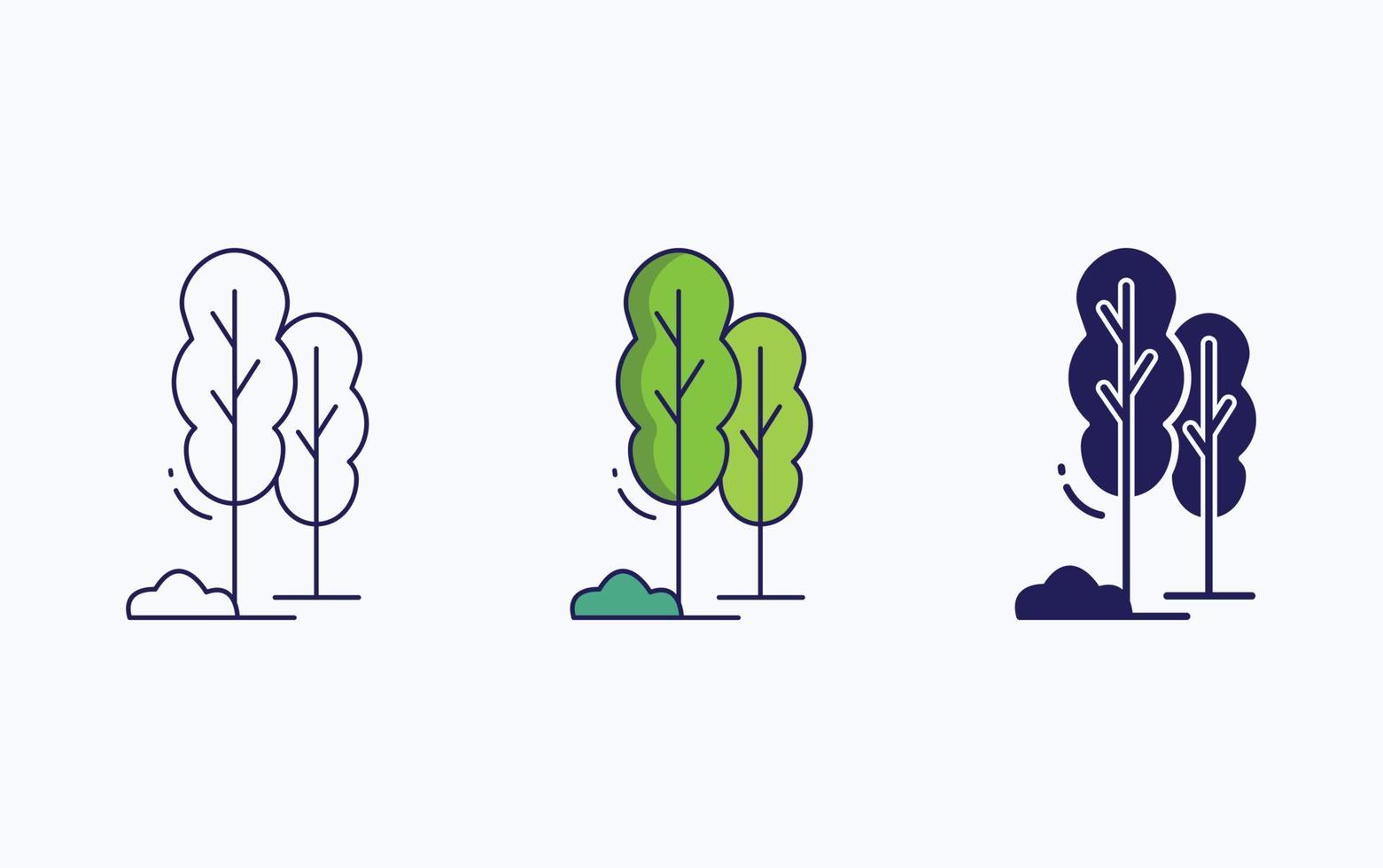 Tree icon, line and glyph vector illustration