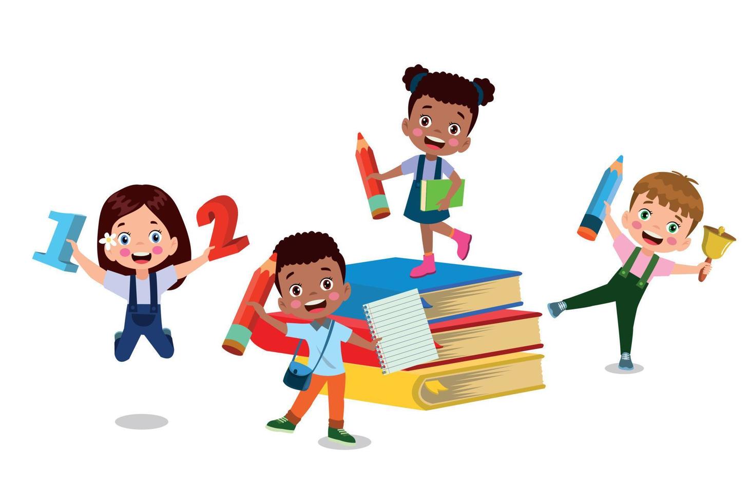 Vector illustration of cute kids with Abc blocks, abc letters